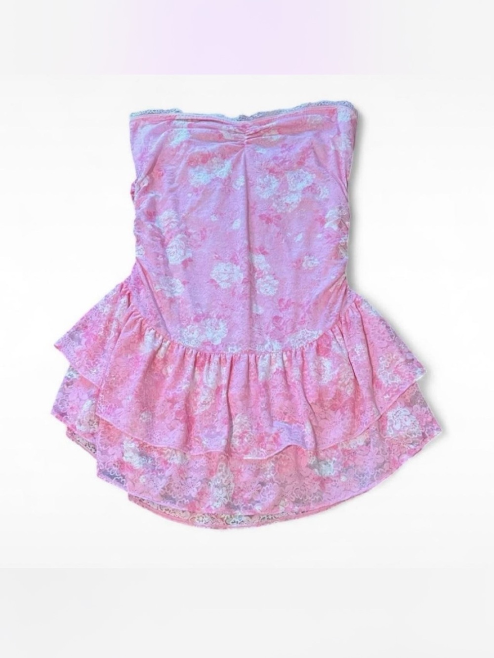 Victoria's Secret PINK x LoveShackFancy pink and white floral strapless dress